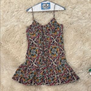 Parker Floral Ruffle Silk Mini Dress Size S